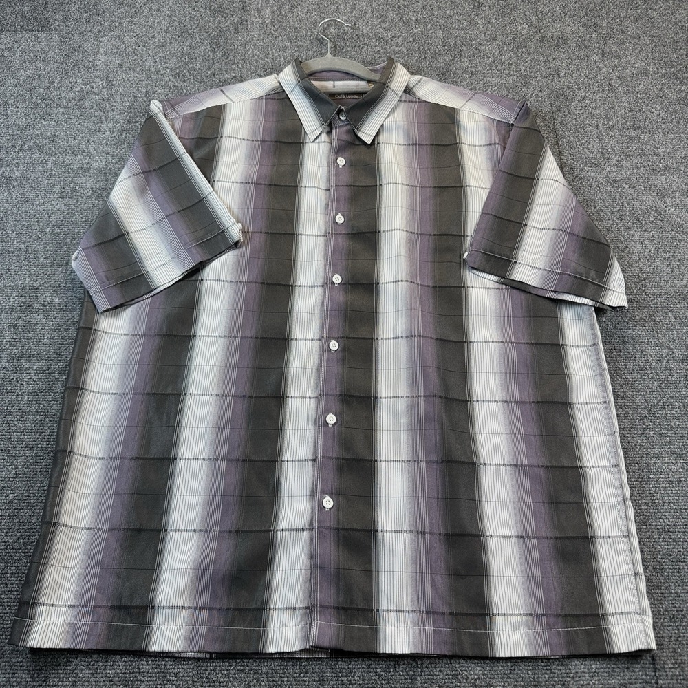 Cafe Luna Men's Multi Color Plaid Short Sleeve Button Front Casual XL